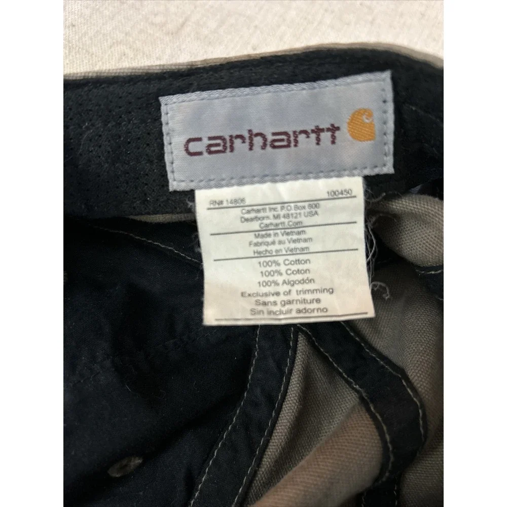 Carhartt Gray Cap Hat Brown Patch‎ Logo Adjustable Back 100450